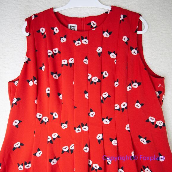 New! Anne Klein Plus Size‎ Chatterly Rose Printed Fit Flare Dress Red, 18W